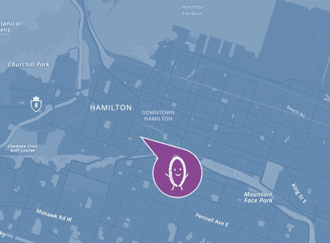 Map showing location of Hamilton Lip and Tongue Tie Center